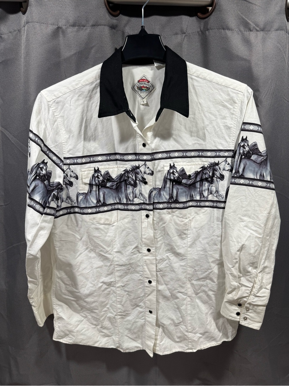 Cumberland Outfitters White Shirt with Black Trim